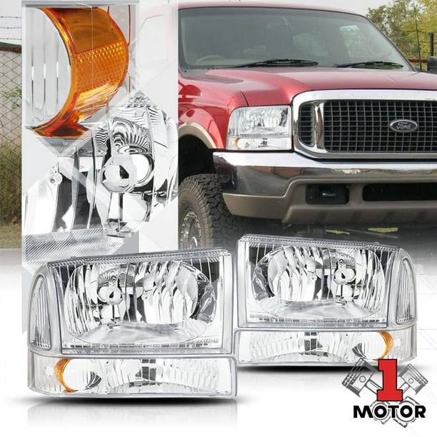 Chrome Headlamp+Amber Corner Signal Light For Ford 99-04 F250-F550 Super Duty Chrome Headlamp+Amber Corner Signal Light For Ford 99-04 F250-F550 Super Duty